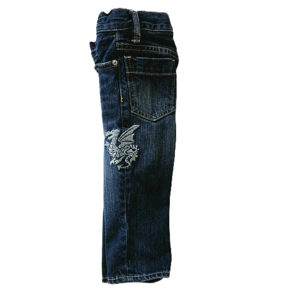 Gap Baby Boy Straight Jeans Dragon Embroidery Sz. 12-18mos.